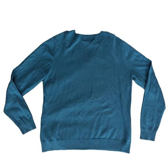 LANDS' END Blue V-Neck Sweater Baumwolle Lightweight Size M 10-12 - Picture 4 of 6